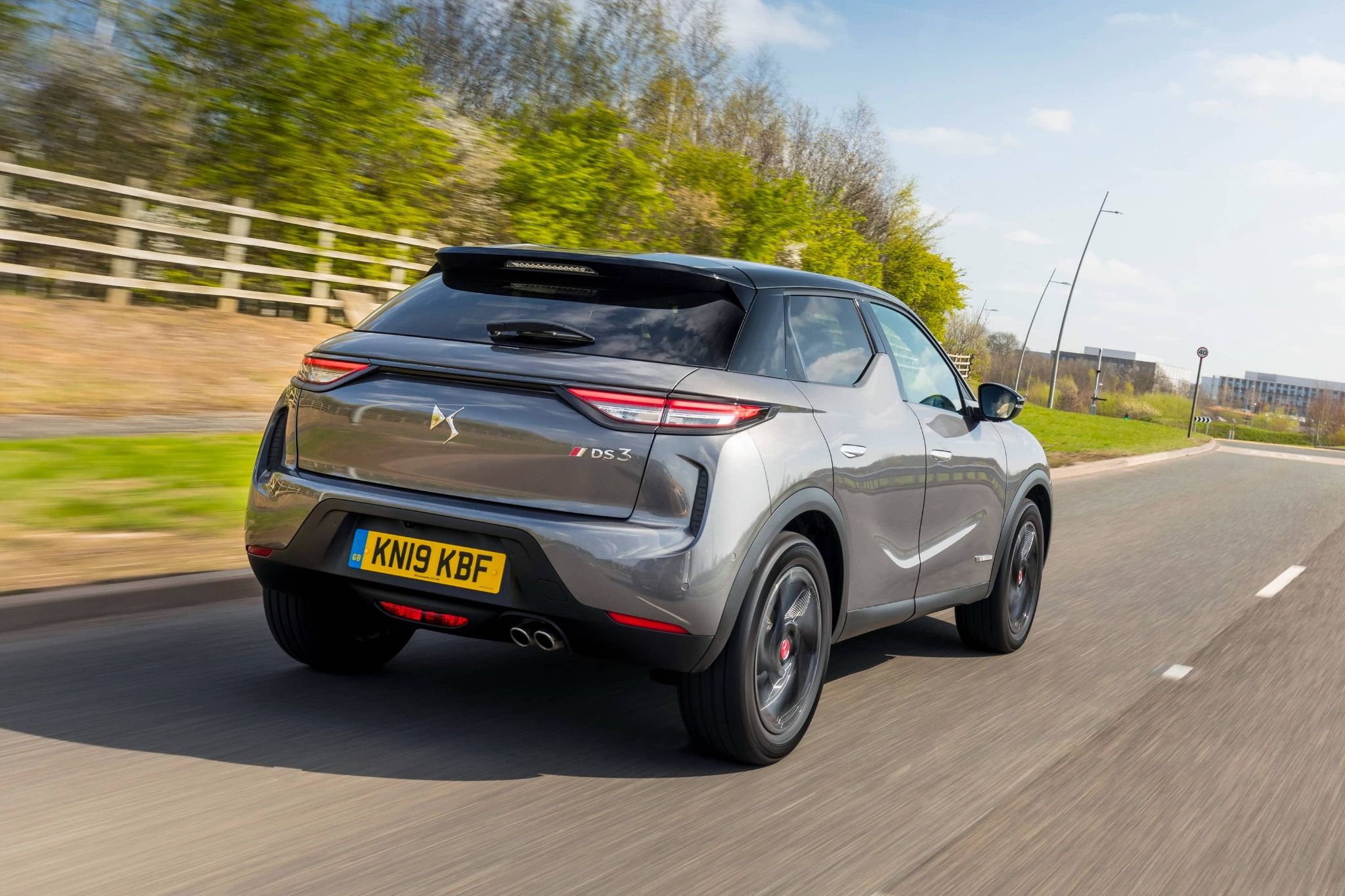 Rear View of a DS Crossback Driving Down the Road
