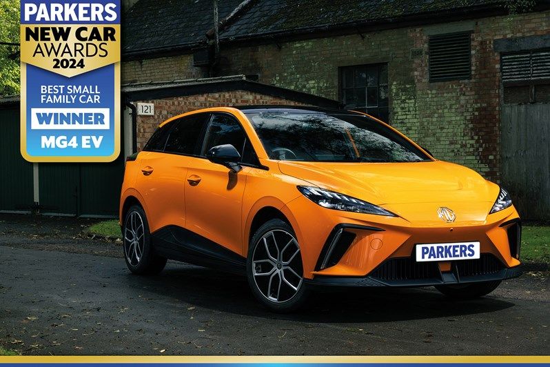 Volcano Orange MG4 EV: MG is celebrating a triple win at the Parkers New Car Awards 2024