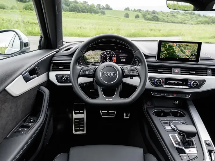 audi s4 avant drivers side interior of dashboard and steering wheel
