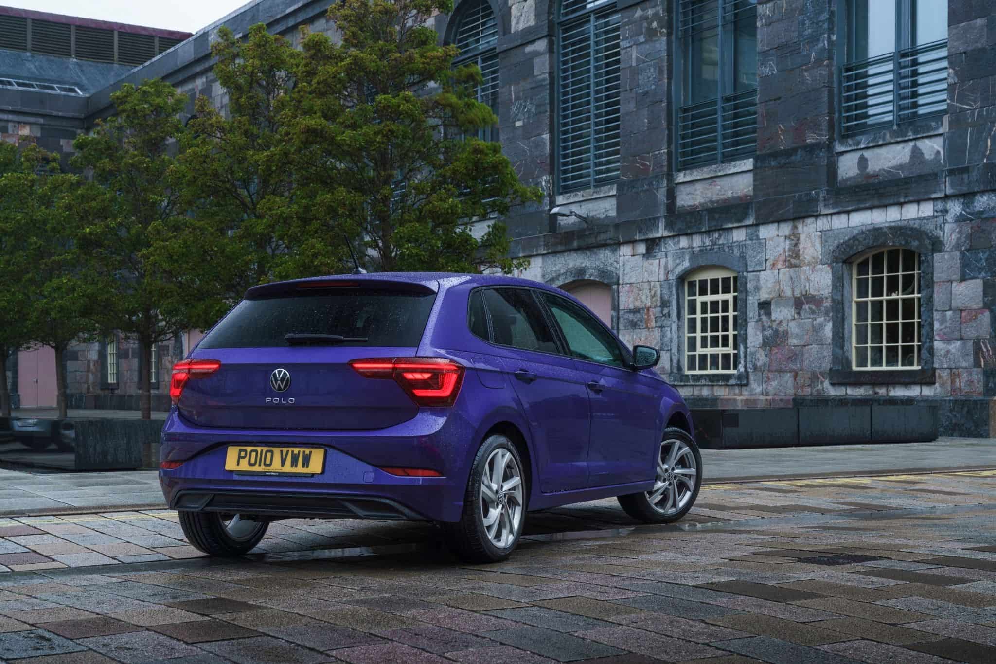 Blue Volkswagen Polo rear view